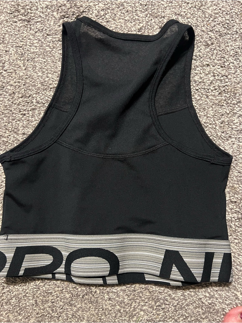 Nike Black Swim Crop Top with Gray Branded Band